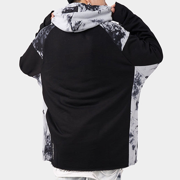 Ink Tie-dye Stitching Oversized Washed Hoodie Streetwear Brand Techwear Combat Tactical YUGEN THEORY