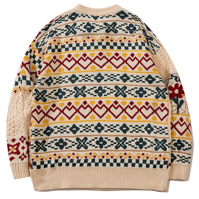 Interesting Sweater Flower Patchwork Streetwear Brand Techwear Combat Tactical YUGEN THEORY