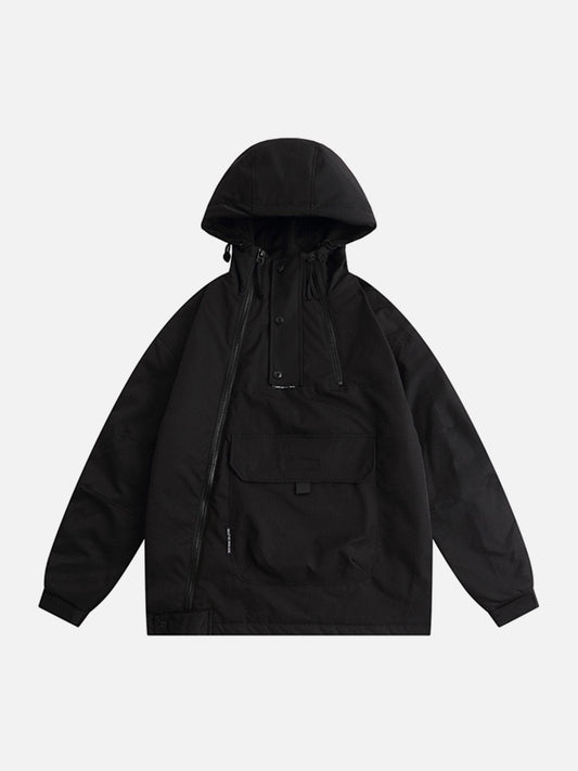 Irregular Zip Up Hooded Winter Coat Streetwear Brand Techwear Combat Tactical YUGEN THEORY