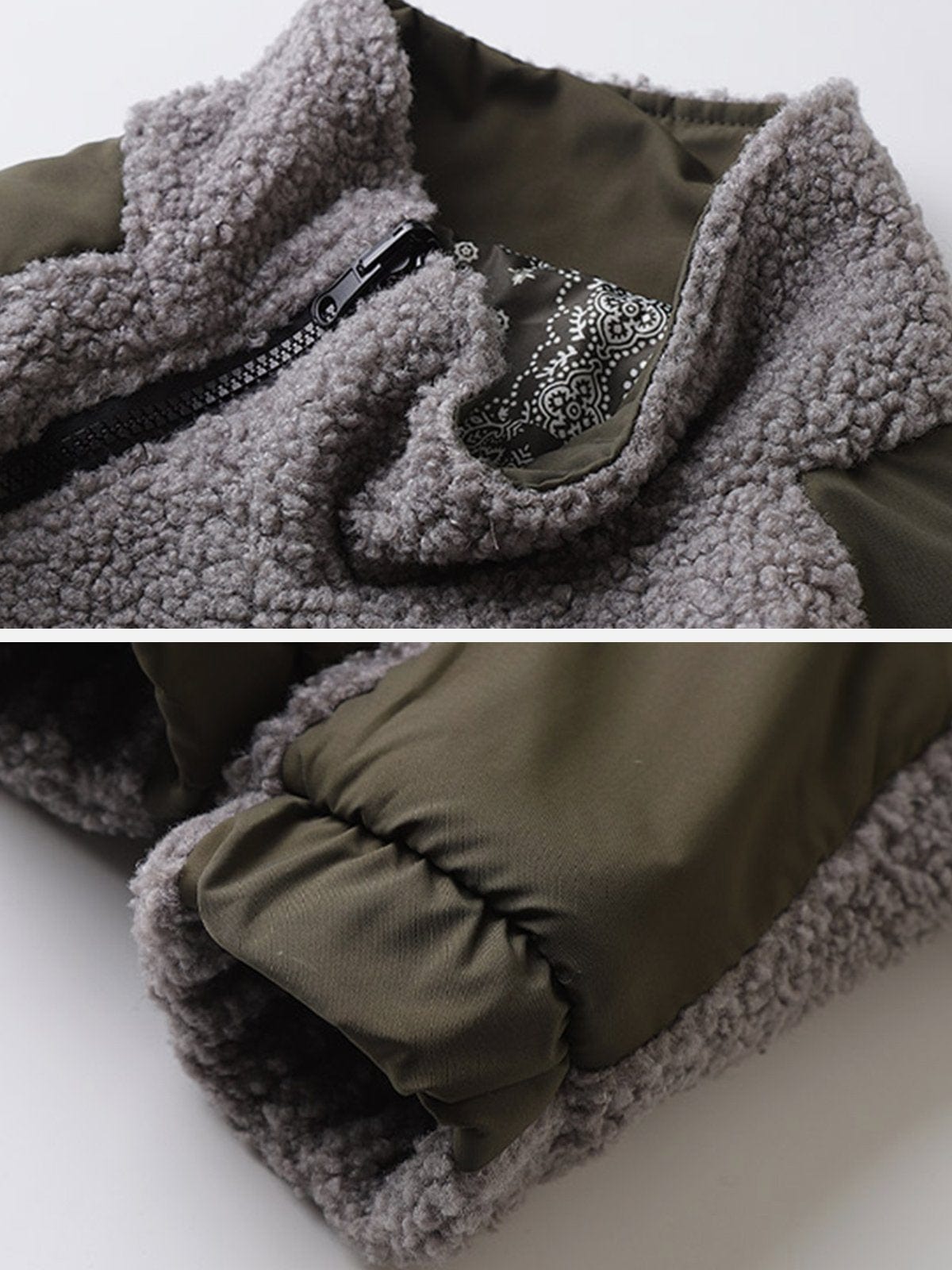 Irregular Zipper Warm Reversible Sherpa Coat Streetwear Brand Techwear Combat Tactical YUGEN THEORY