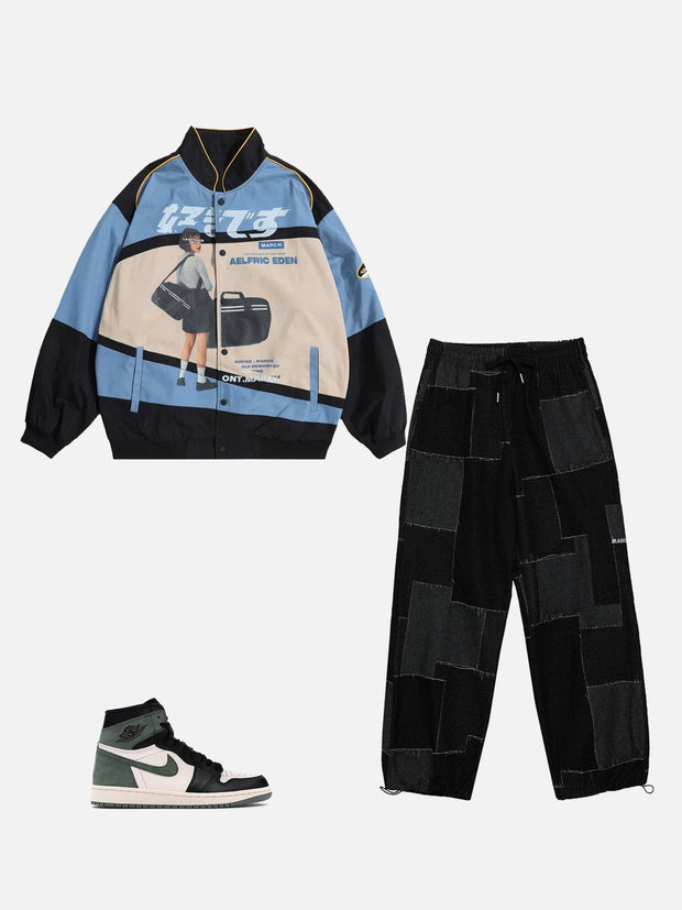 "好きです" Japanese Girl Graphic Racing Jacket Streetwear Brand Techwear Combat Tactical YUGEN THEORY