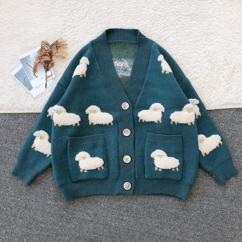 Knitted Sweater Cardigan Flocked Sheep Streetwear Brand Techwear Combat Tactical YUGEN THEORY