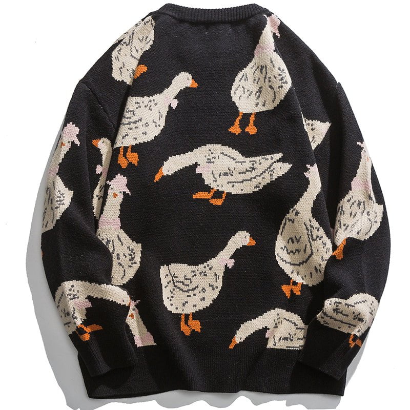 Knitted Sweater Full Goose Print Streetwear Brand Techwear Combat Tactical YUGEN THEORY