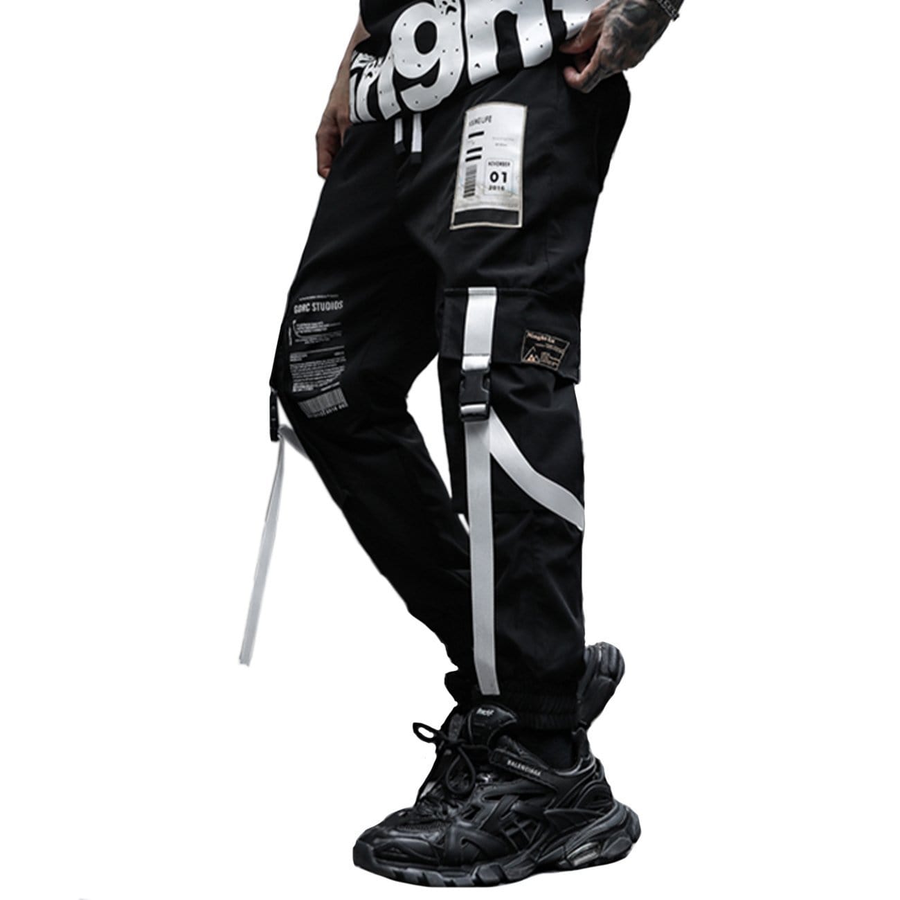 Label Barcode Print Cargo Pants Streetwear Brand Techwear Combat Tactical YUGEN THEORY