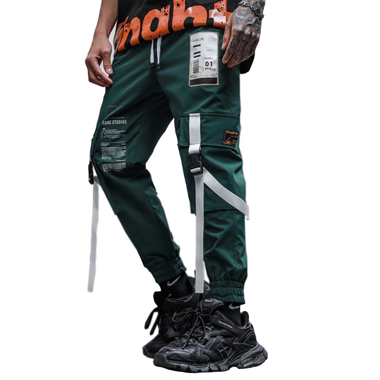 Label Barcode Print Cargo Pants Streetwear Brand Techwear Combat Tactical YUGEN THEORY