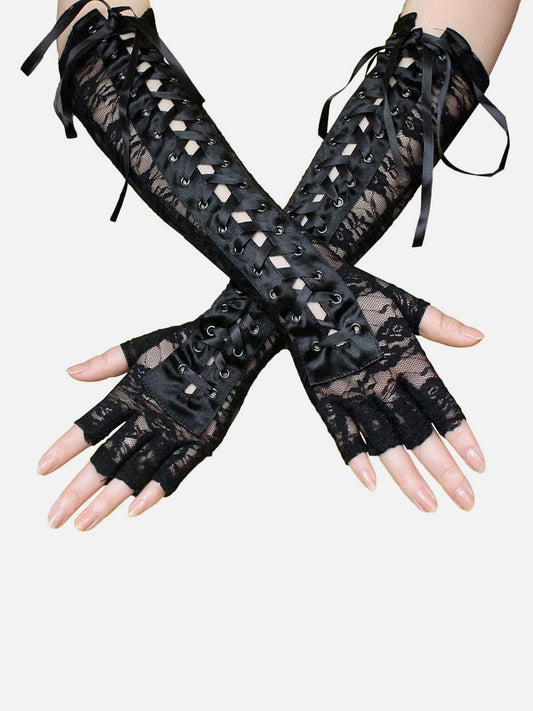 Lace Straps Long Gloves Streetwear Brand Techwear Combat Tactical YUGEN THEORY