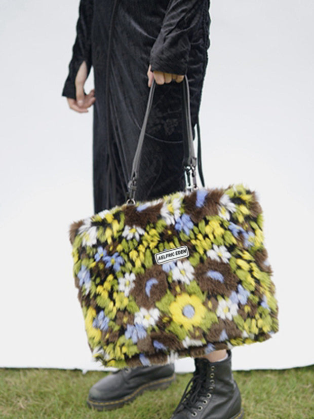 Large Fleece Flower Shoulder Bag Streetwear Brand Techwear Combat Tactical YUGEN THEORY