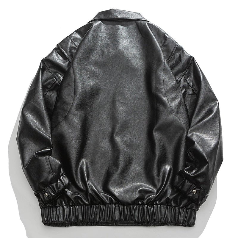 Leather Jacket Print Letter Streetwear Brand Techwear Combat Tactical YUGEN THEORY