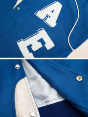 Letter 'AEL' Flocked Patchwork Varsity Jacket Streetwear Brand Techwear Combat Tactical YUGEN THEORY