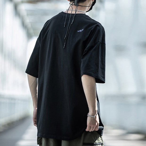 Letter Embroidery Cotton Tee Streetwear Brand Techwear Combat Tactical YUGEN THEORY