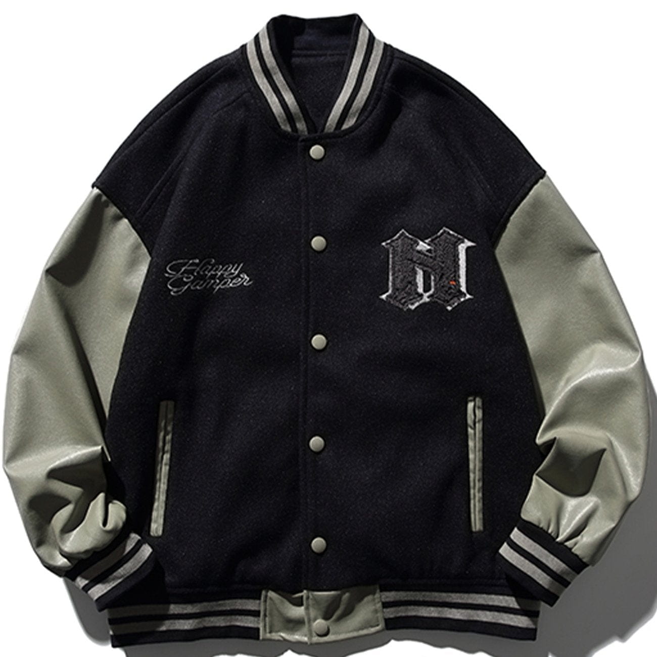 Letter Flocking PU Stitching Varsity Jacket Streetwear Brand Techwear Combat Tactical YUGEN THEORY