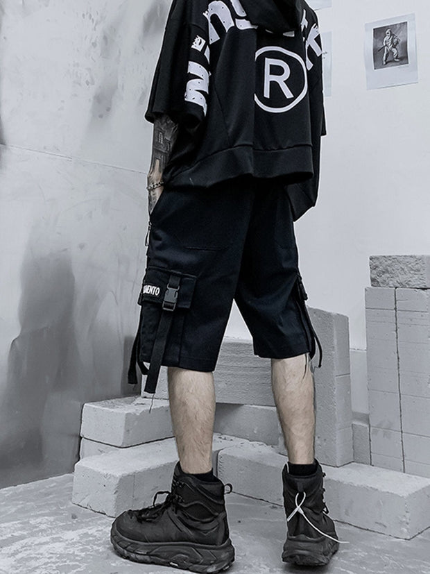 Letter Schoolbag Buckle Cargo Shorts Streetwear Brand Techwear Combat Tactical YUGEN THEORY