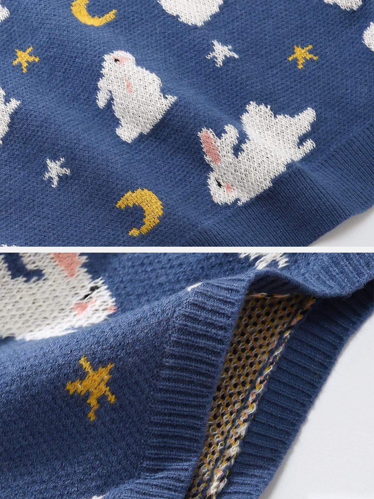 Moon Rabbit Knit Sweater Vest Streetwear Brand Techwear Combat Tactical YUGEN THEORY