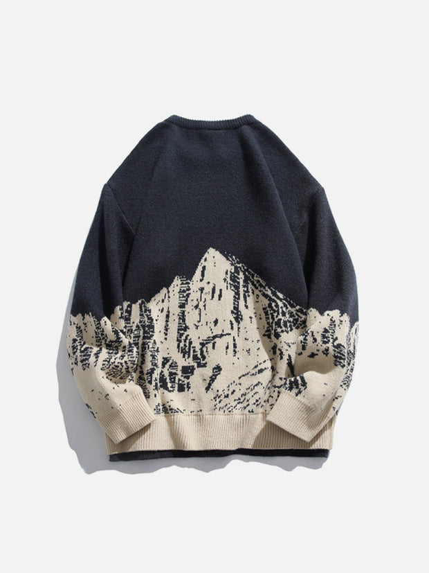 Mountains Knit Sweater Streetwear Brand Techwear Combat Tactical YUGEN THEORY