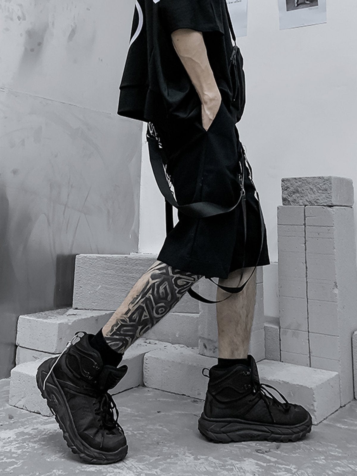 Multi Webbing Cargo Shorts Streetwear Brand Techwear Combat Tactical YUGEN THEORY
