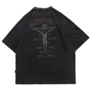 Nail Cross Washed Graphic Tee Streetwear Brand Techwear Combat Tactical YUGEN THEORY