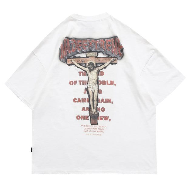 Nail Cross Washed Graphic Tee Streetwear Brand Techwear Combat Tactical YUGEN THEORY