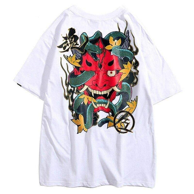 Oni Mask Cyberpunk T-Shirt Streetwear Brand Techwear Combat Tactical YUGEN THEORY