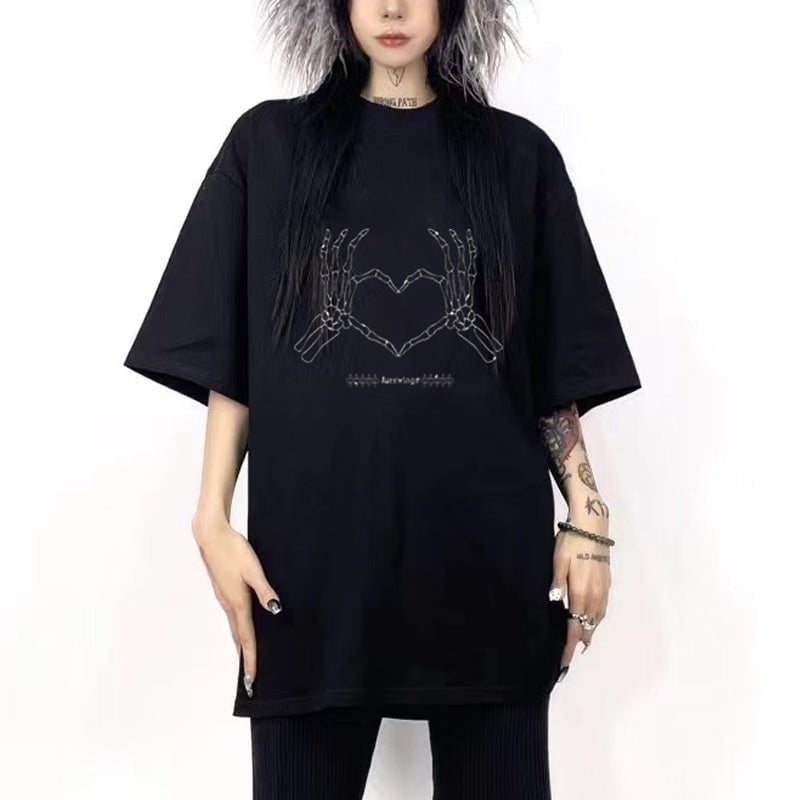 Oversize T-shirt Heart Skeleton Streetwear Brand Techwear Combat Tactical YUGEN THEORY
