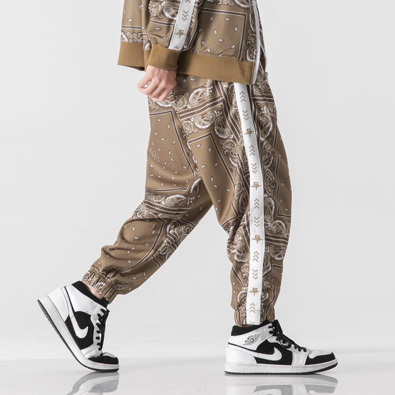 Paisley Jogger Pants Side Patchwork Streetwear Brand Techwear Combat Tactical YUGEN THEORY