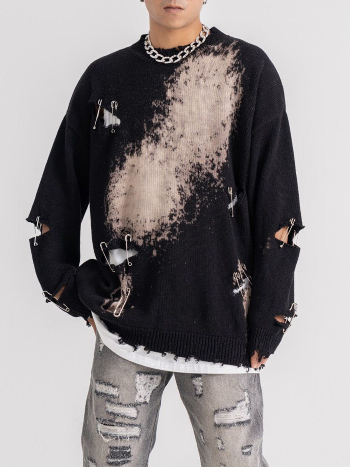 Paperclip Broken Design Knit Sweater Streetwear Brand Techwear Combat Tactical YUGEN THEORY