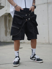Patchwork Chain Pocket Cargo Shorts Streetwear Brand Techwear Combat Tactical YUGEN THEORY