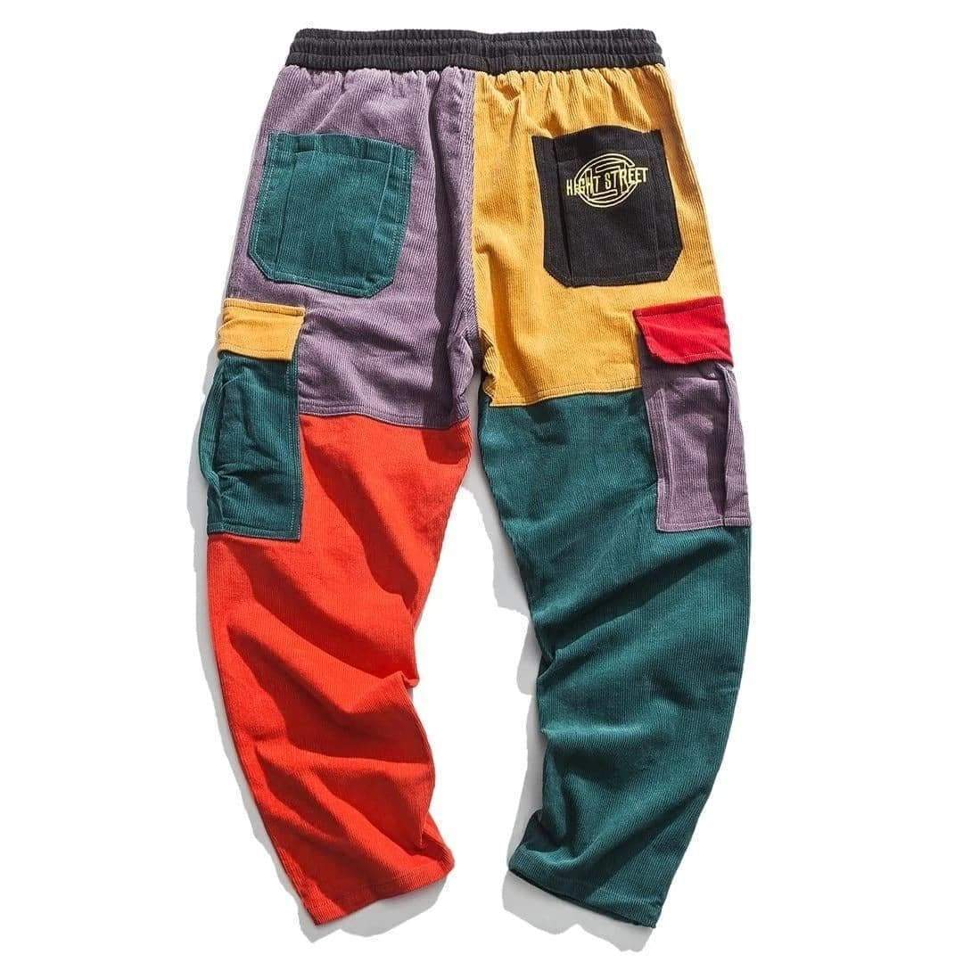 Patchwork Color Block Corduroy Pants