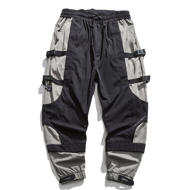 Patchwork Ribbons Velcro Cargo Pants Streetwear Brand Techwear Combat Tactical YUGEN THEORY