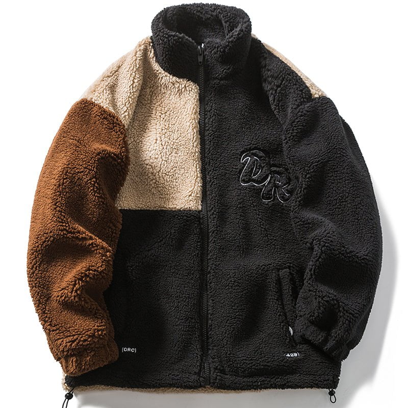 Patchwork Sherpa Winter Coat Color Block Streetwear Brand Techwear Combat Tactical YUGEN THEORY
