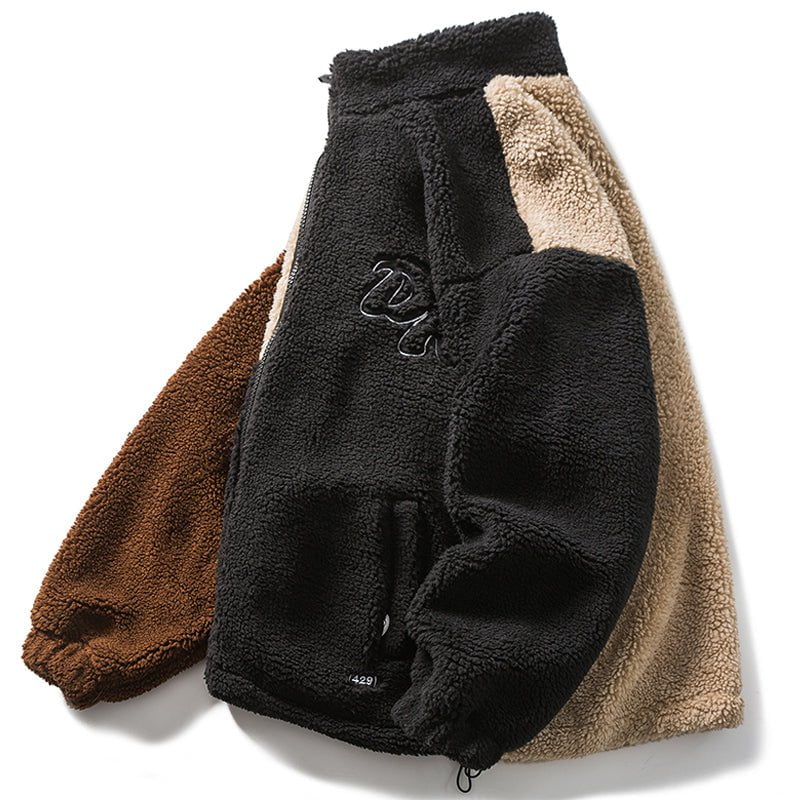 Patchwork Sherpa Winter Coat Color Block Streetwear Brand Techwear Combat Tactical YUGEN THEORY