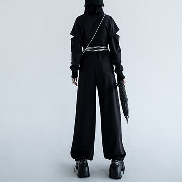 Patchwork Strapless Half Zipper PU Jumpsuit Streetwear Brand Techwear Combat Tactical YUGEN THEORY