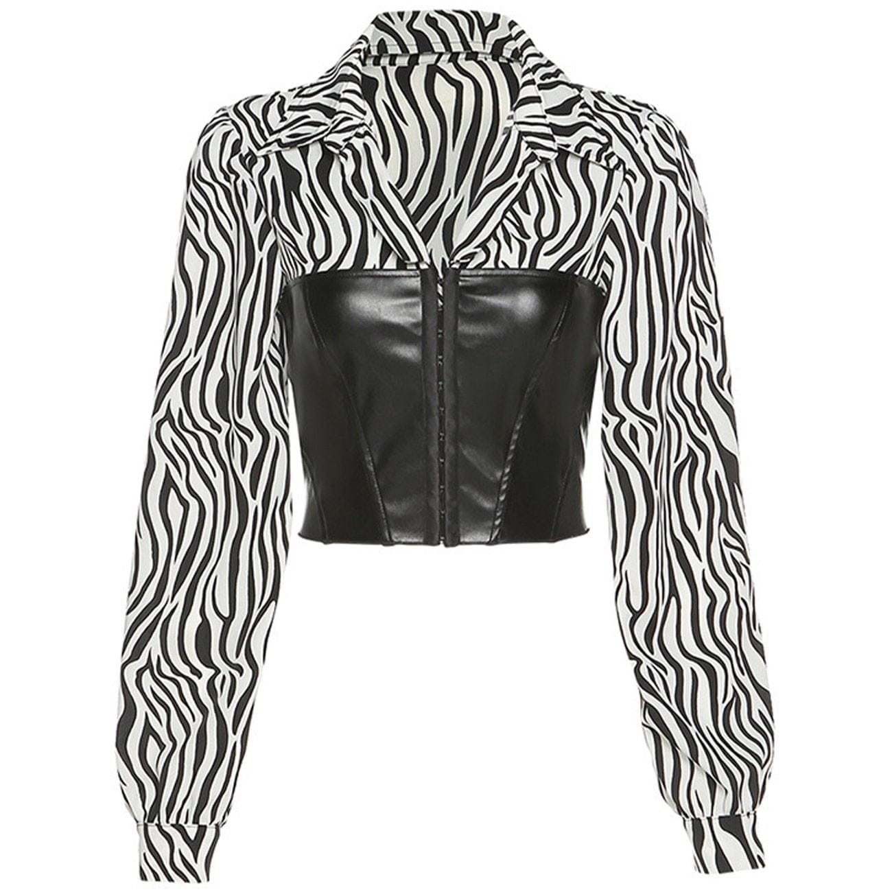Patchwork Zebra Pattern Long Sleeve T Shirt Streetwear Brand Techwear Combat Tactical YUGEN THEORY