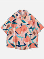 Peach Print Short-sleeved Shirt Streetwear Brand Techwear Combat Tactical YUGEN THEORY