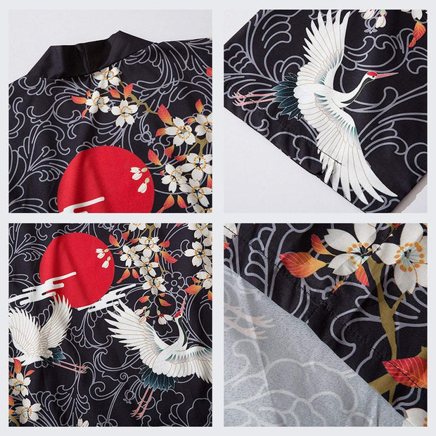 Plum Blossom and Crane kimono Streetwear Brand Techwear Combat Tactical YUGEN THEORY
