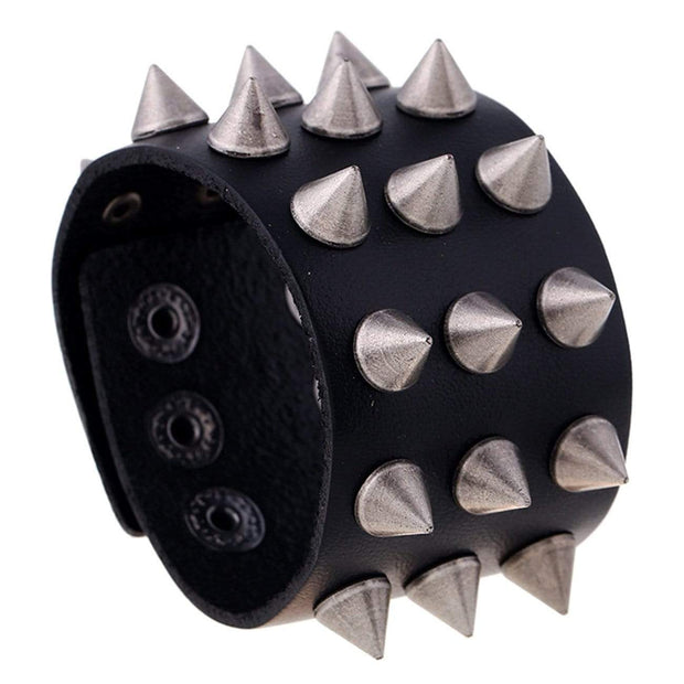 Punk Leather Rivet Adjustable Bracelet Streetwear Brand Techwear Combat Tactical YUGEN THEORY