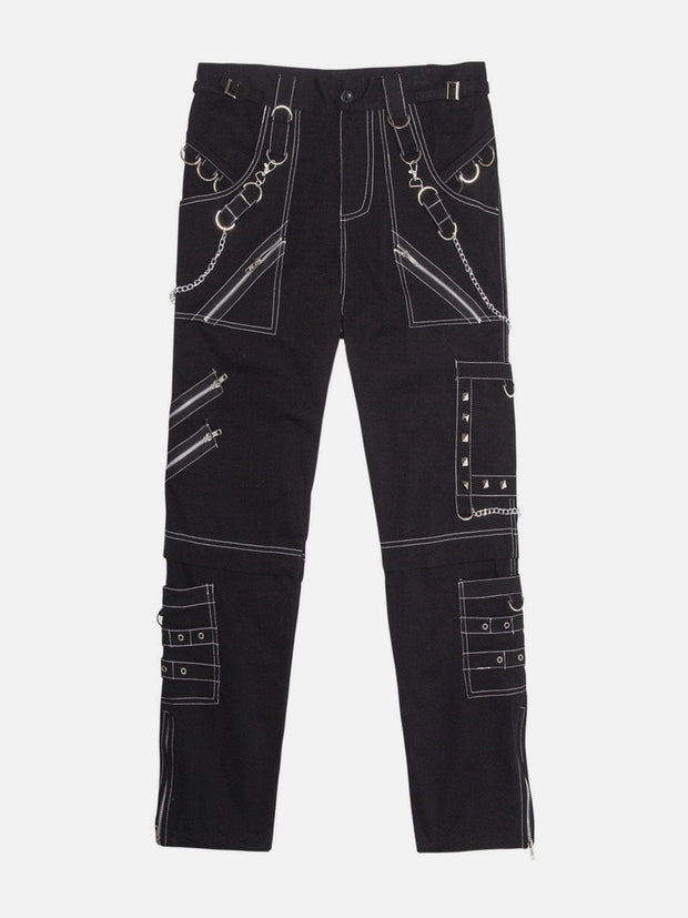Punk Open Thread Chain Pants Streetwear Brand Techwear Combat Tactical YUGEN THEORY
