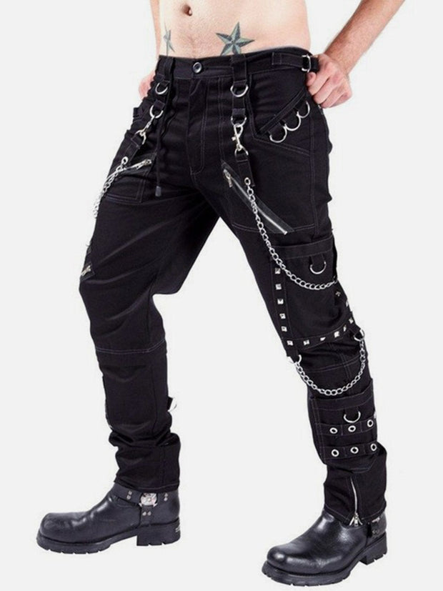 Punk Open Thread Chain Pants Streetwear Brand Techwear Combat Tactical YUGEN THEORY