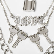 Punk PU Lock Shape Key Multiple Necklace Streetwear Brand Techwear Combat Tactical YUGEN THEORY