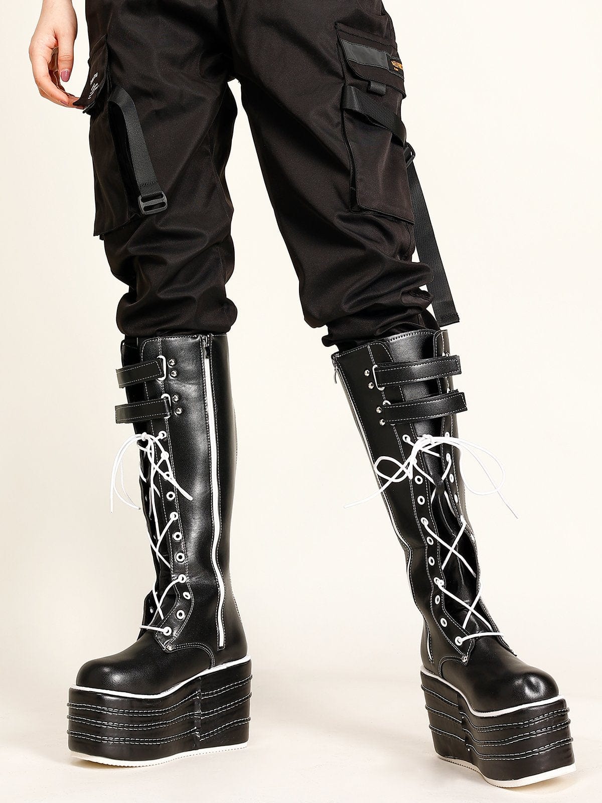 Punk Straps Platform Knight Boots Streetwear Brand Techwear Combat Tactical YUGEN THEORY