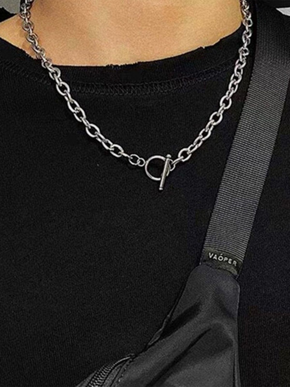 Punk Thick Chain Hollow OT Buckle Necklace Streetwear Brand Techwear Combat Tactical YUGEN THEORY