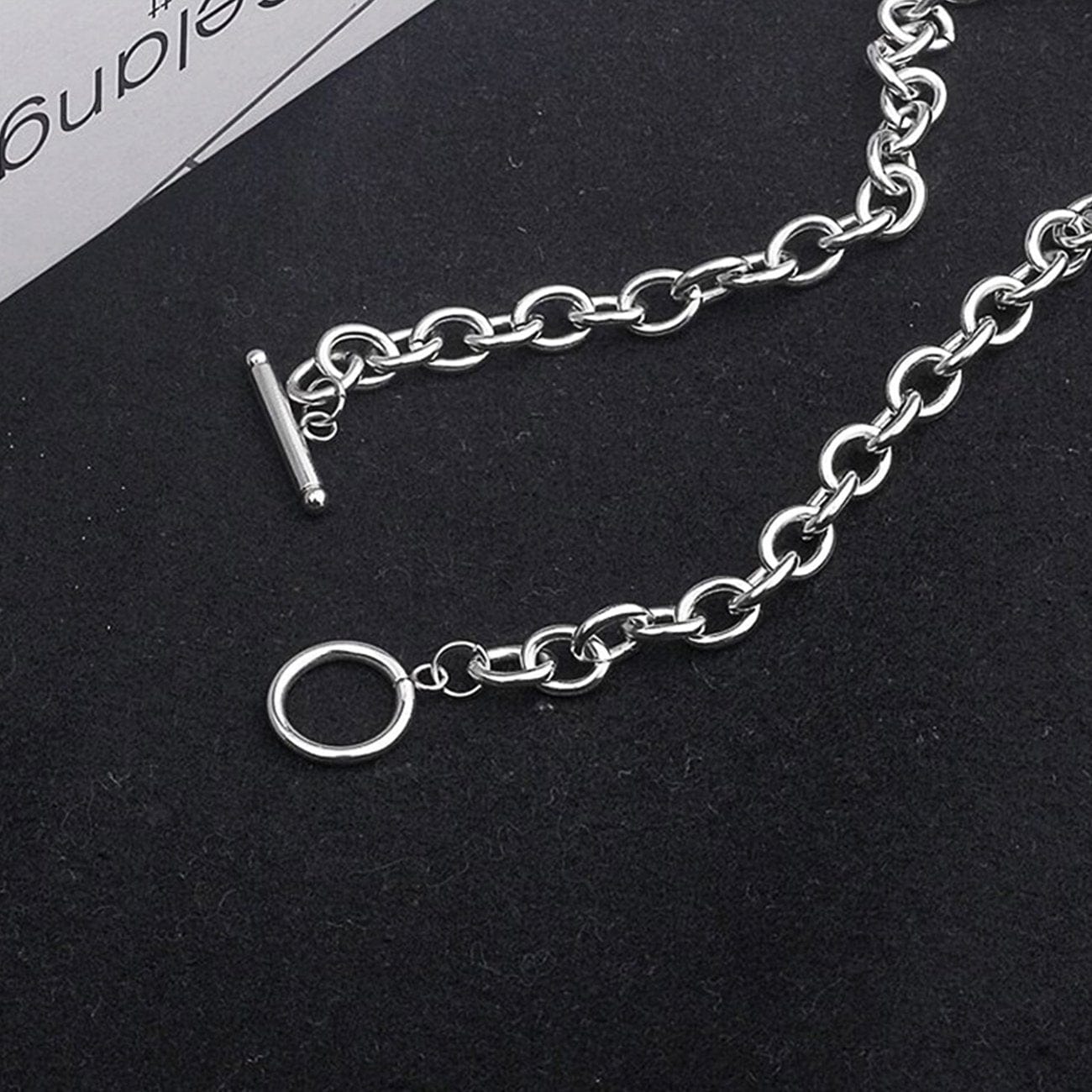 Punk Thick Chain Hollow OT Buckle Necklace Streetwear Brand Techwear Combat Tactical YUGEN THEORY