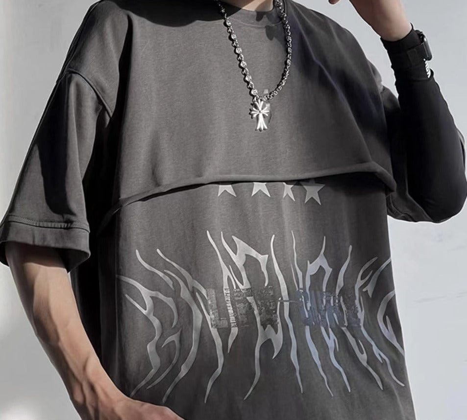 Raw Edge Gothic Print T-Shirt Streetwear Brand Techwear Combat Tactical YUGEN THEORY