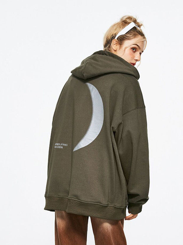 Reflective Moon Zip Up Hoodie Streetwear Brand Techwear Combat Tactical YUGEN THEORY