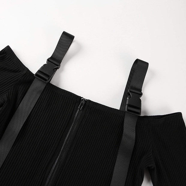 Ribbons Buckle Strap Cardigan Long-sleeved T-shirt Streetwear Brand Techwear Combat Tactical YUGEN THEORY