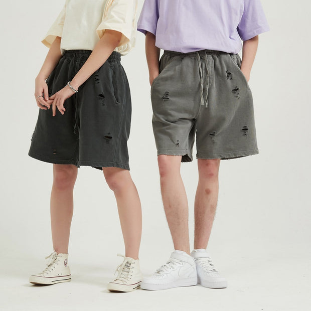 Ripped Hole Washed Shorts Streetwear Brand Techwear Combat Tactical YUGEN THEORY