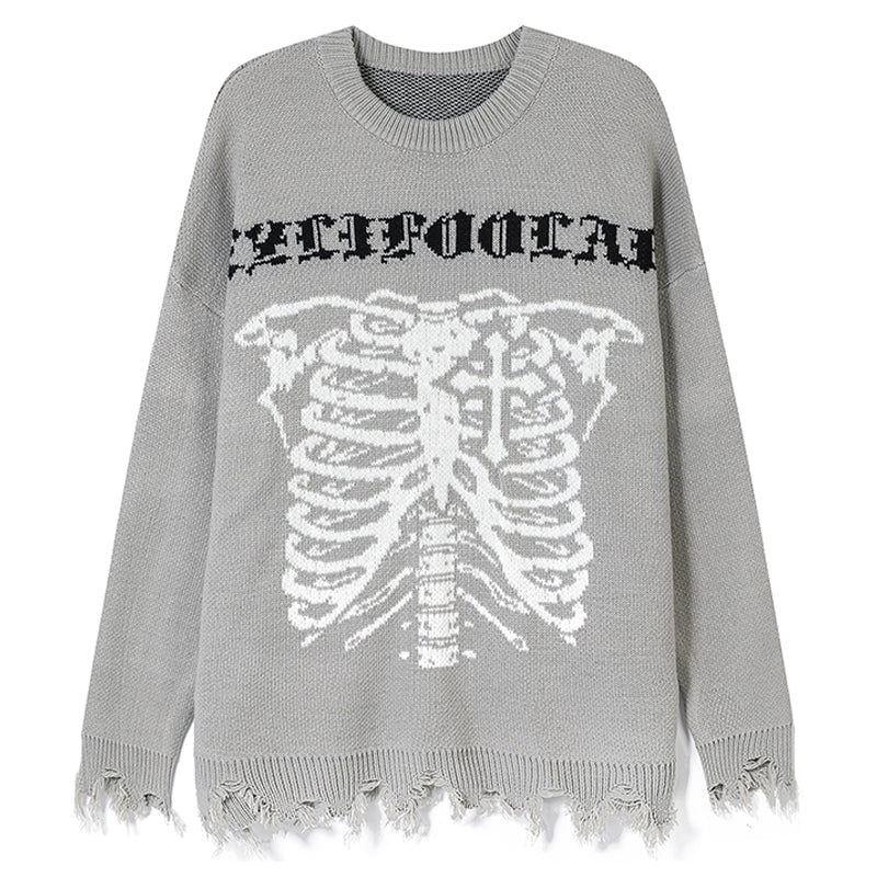 Ripped Jacquard Sweater Skeleton Streetwear Brand Techwear Combat Tactical YUGEN THEORY