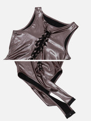 Round Neck Sexy Cutout Slim Bodysuit Streetwear Brand Techwear Combat Tactical YUGEN THEORY