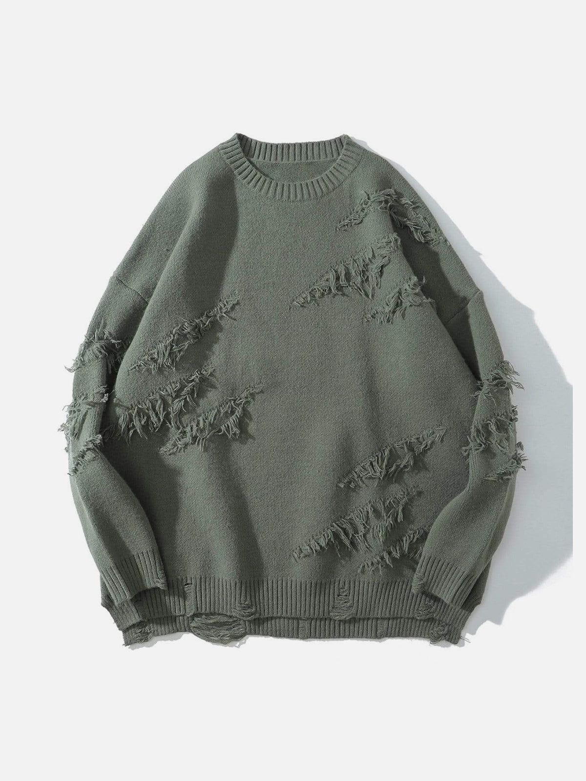 "Rwoiut" Fringed Design Sweater Streetwear Brand Techwear Combat Tactical YUGEN THEORY