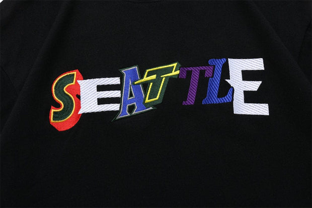 Seattle Embroidered Ransom Letter T-Shirt Streetwear Brand Techwear Combat Tactical YUGEN THEORY