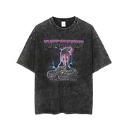 Serpent Graphic Acid Washed T-Shirt Streetwear Brand Techwear Combat Tactical YUGEN THEORY